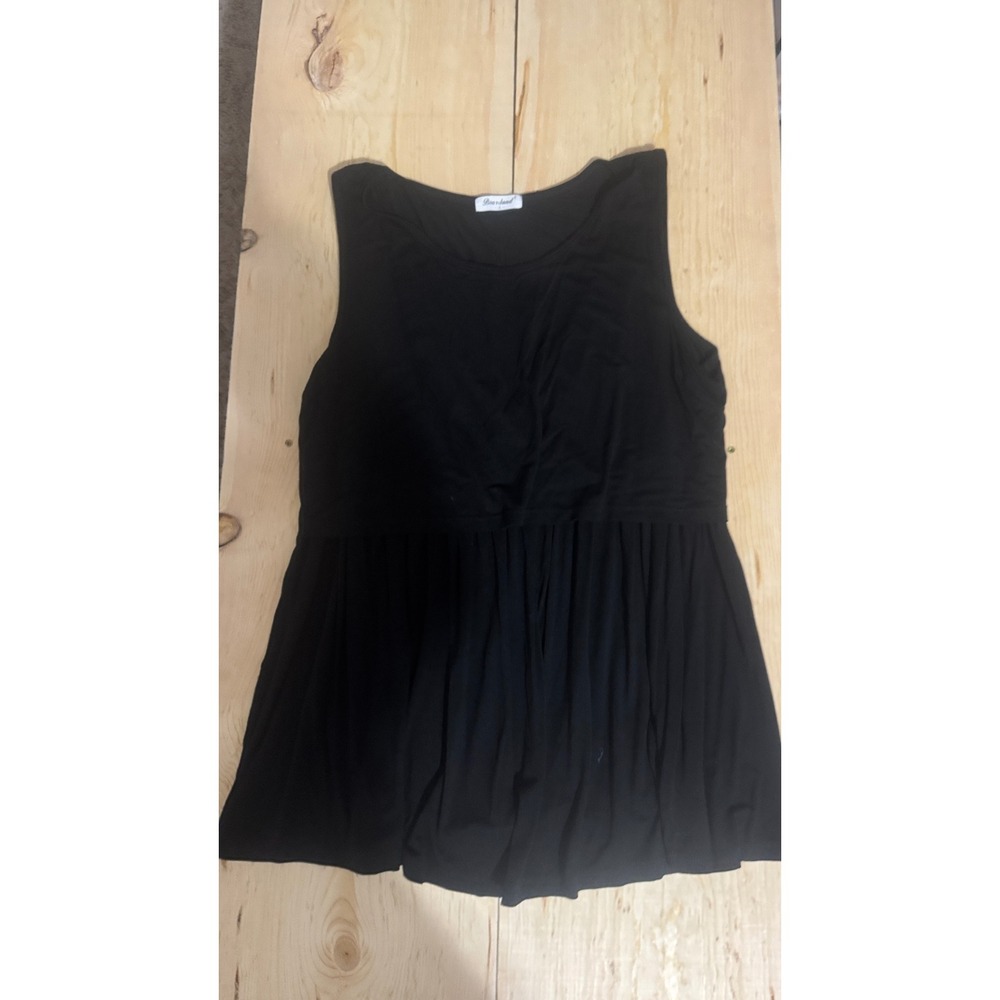 Bearsland Black Maternity Nursing Tank Top‎ Peplum Sleeveless XL Postpartum